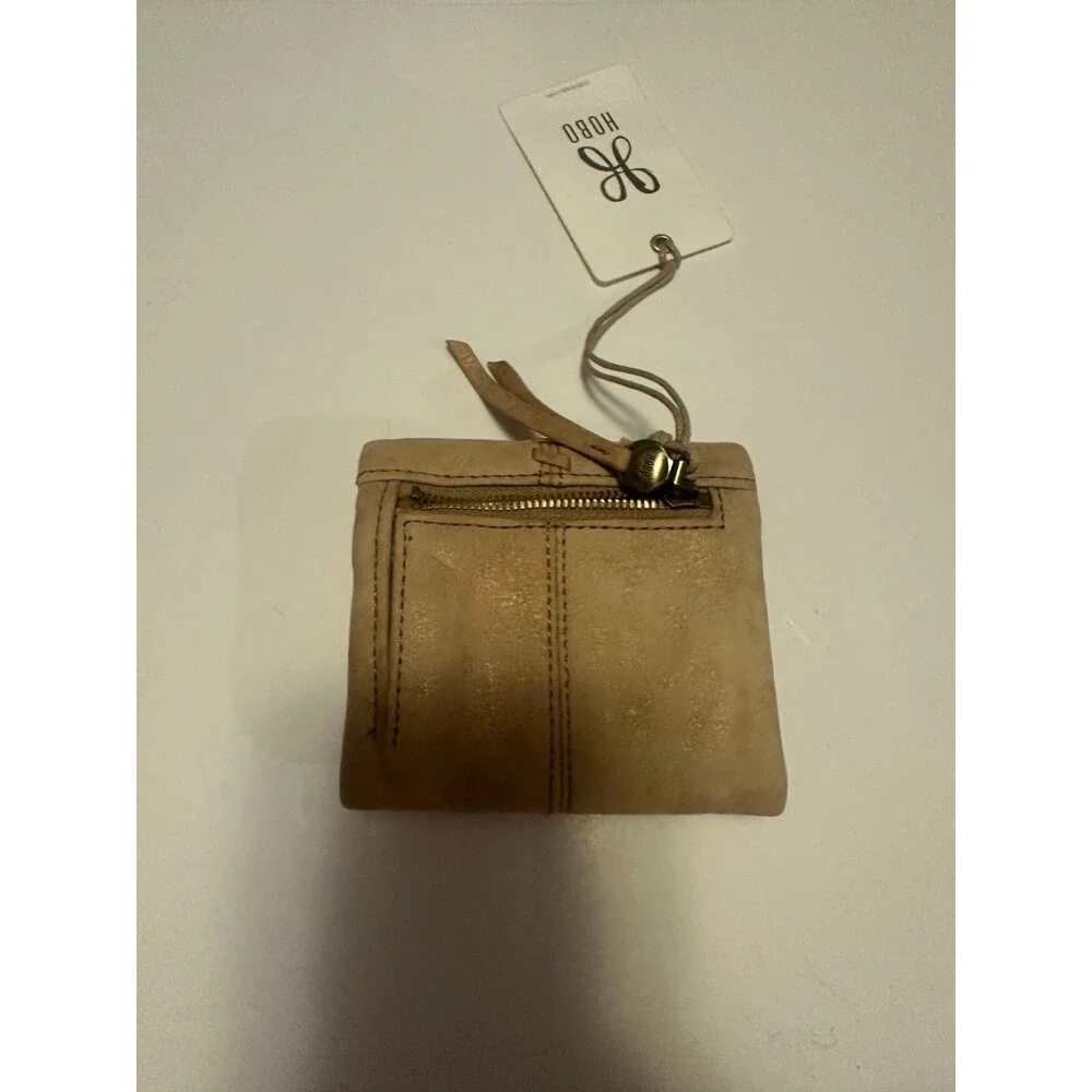 NWT Hobo Keen Mini Trifold Wallet In Gold Cashmere Geniune Leather